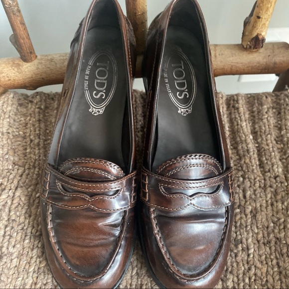 TOD’S Women’s Leather Penny Loafers Sz 38|7 - Picture 9 of 14